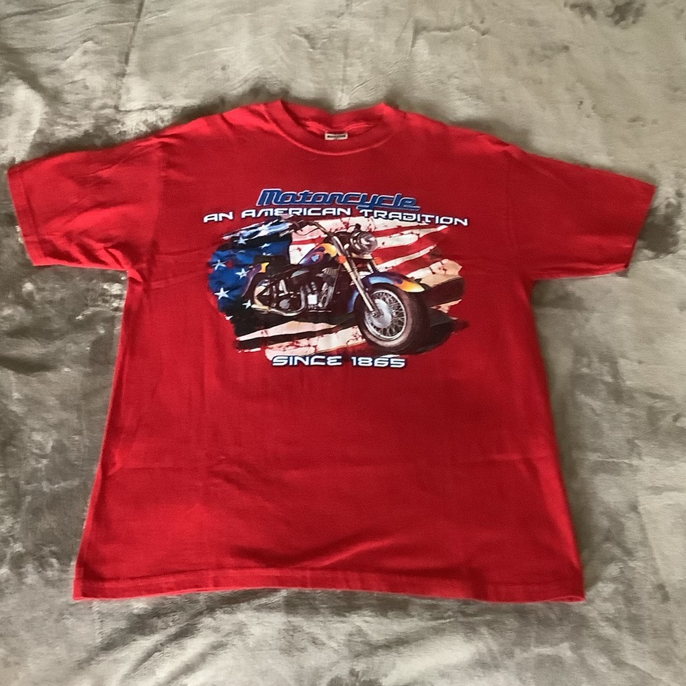 Jerzees Red Cotton Tee For Motorcycle Enthusiasts, Mens Large. NWOT